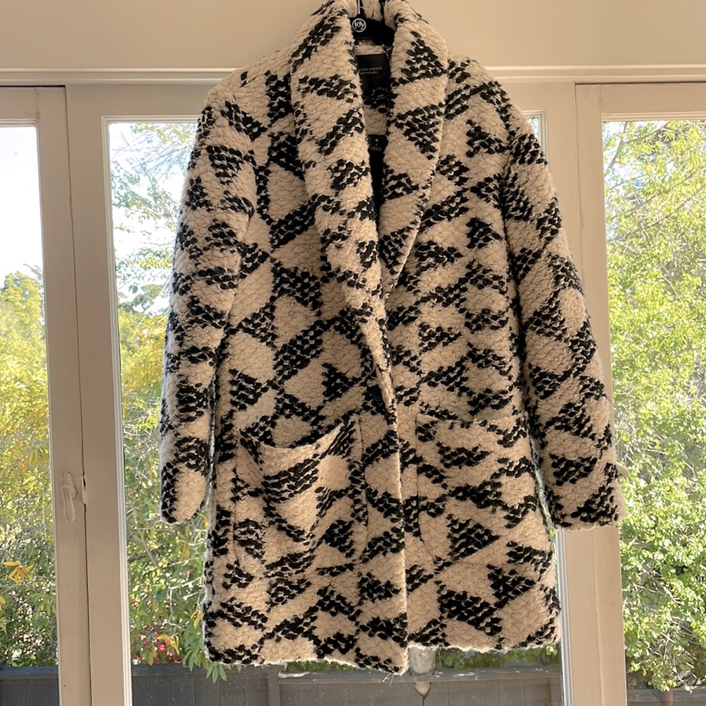 Scotch & Soda Black and White Boucle Coat